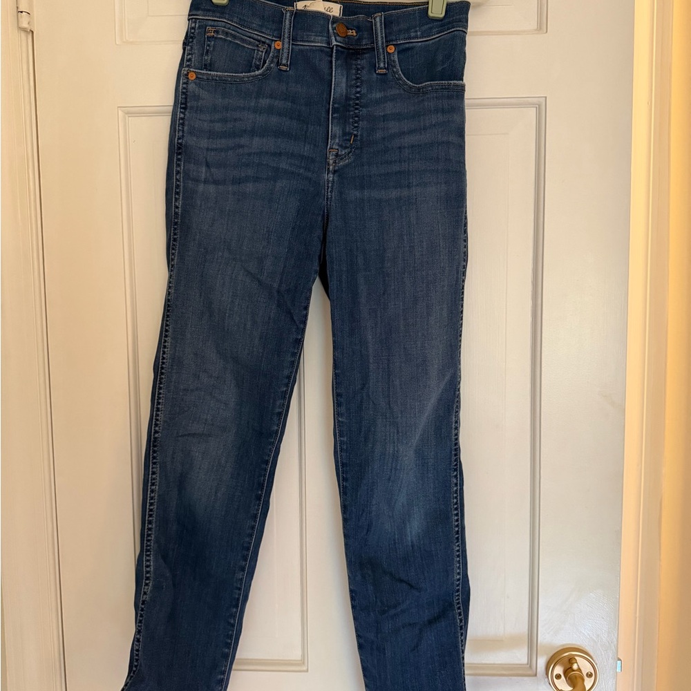 Madewell Dark Blue High-Rise Stovepipe Jeans